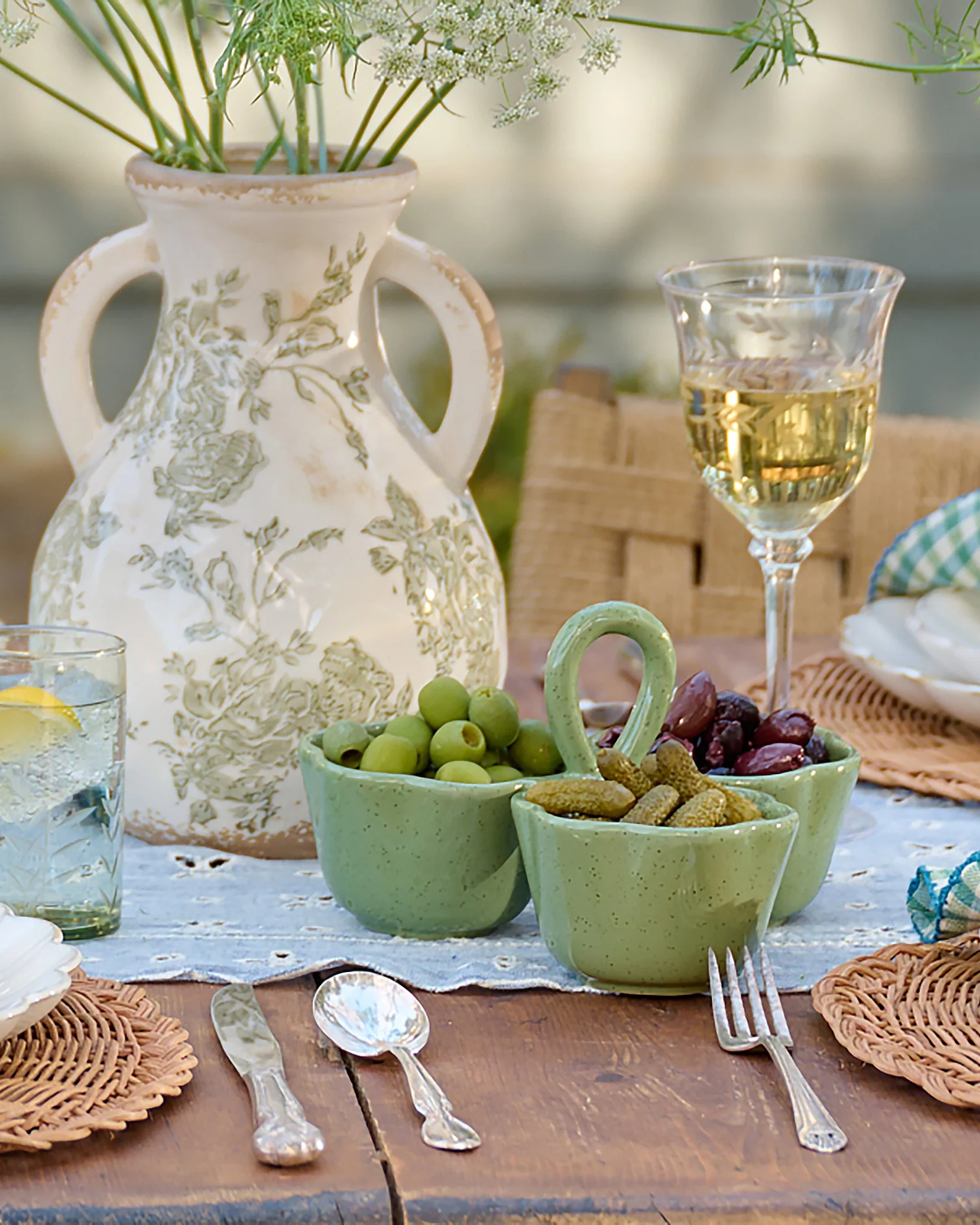 Green Scalloped Trio Snack Bowl