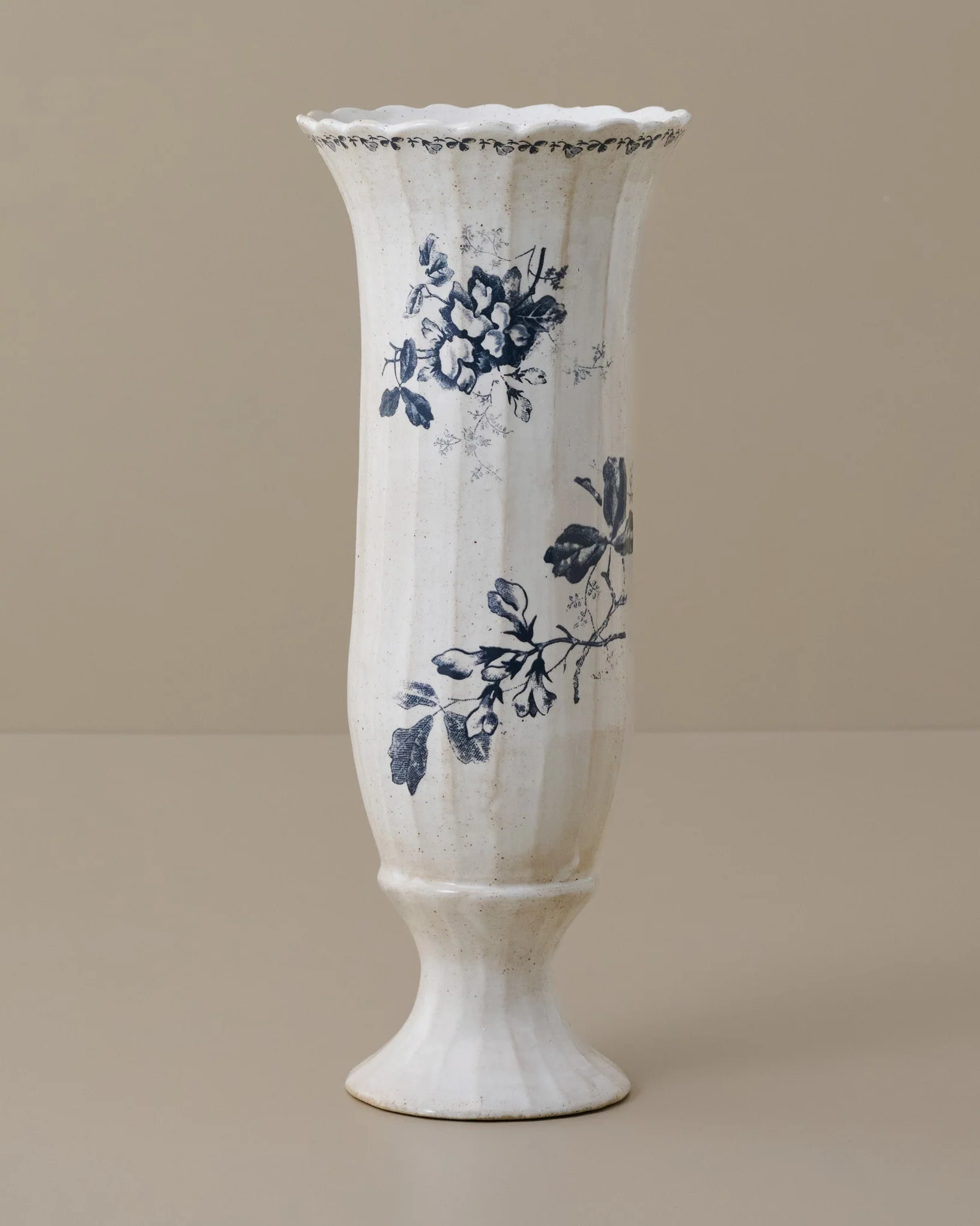 Heirloom Garden Navy Floral Footed Vase