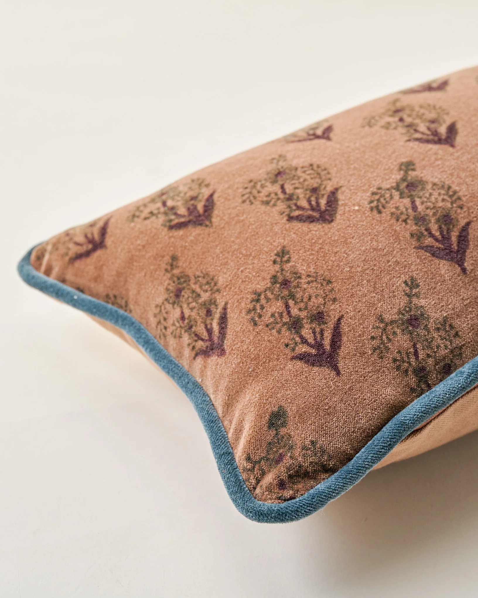 Aster Block Printed Velvet Lumbar Pillow