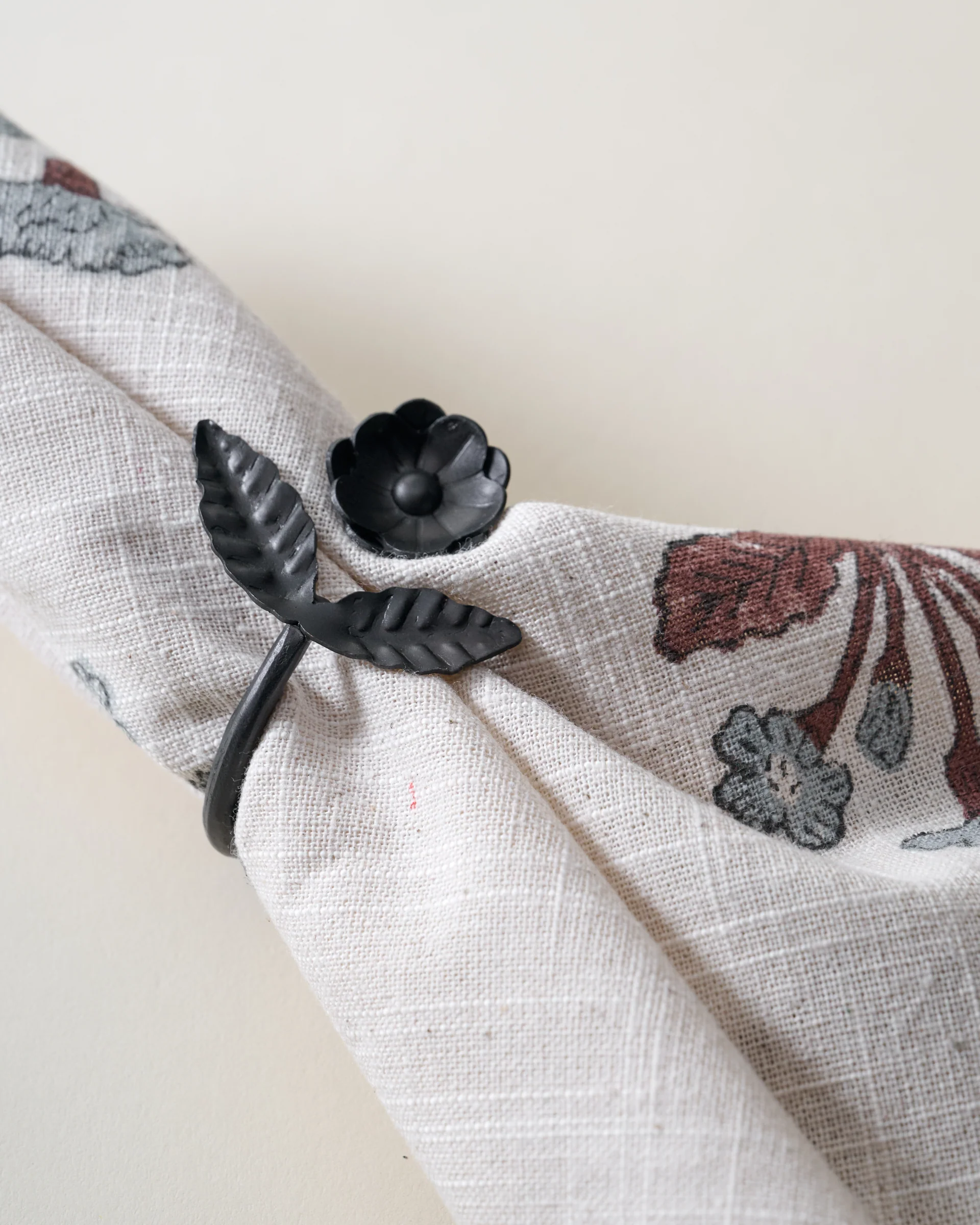 Forged Iron Floral Napkin Ring Set of 4