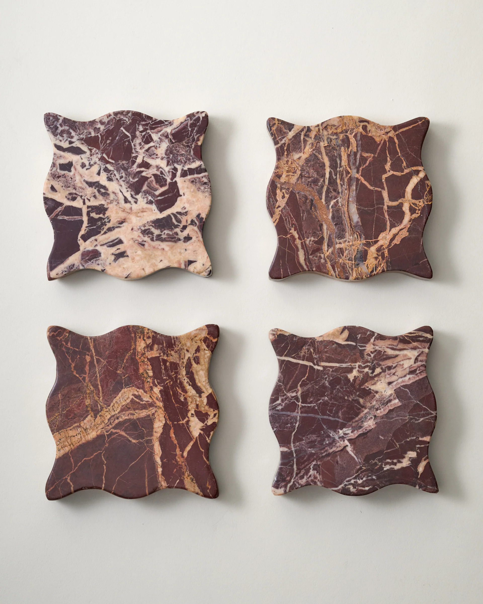 Wavy Scallop Marble Coaster Set of 4