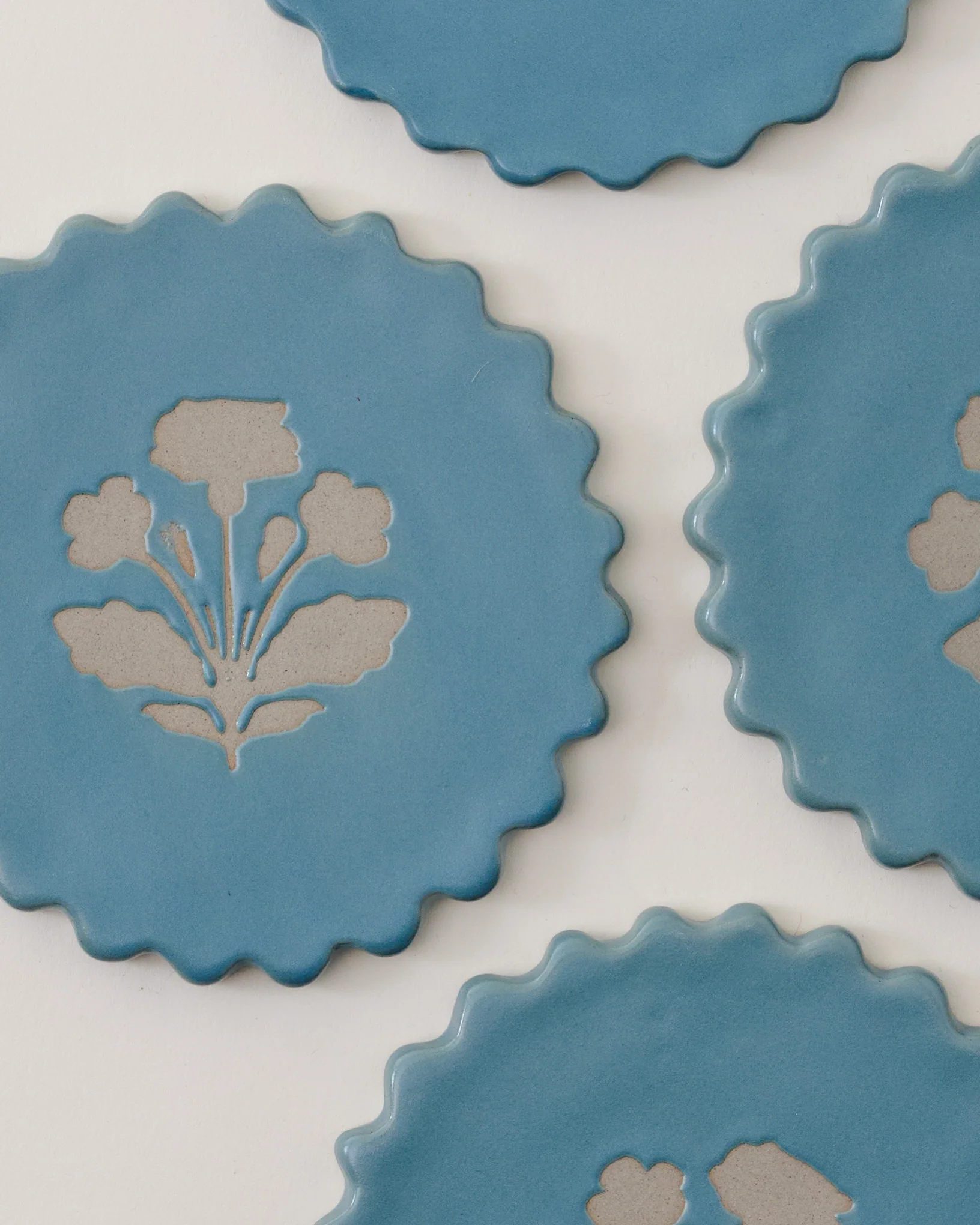 Micro-Scallop Floral Coaster Set of Four