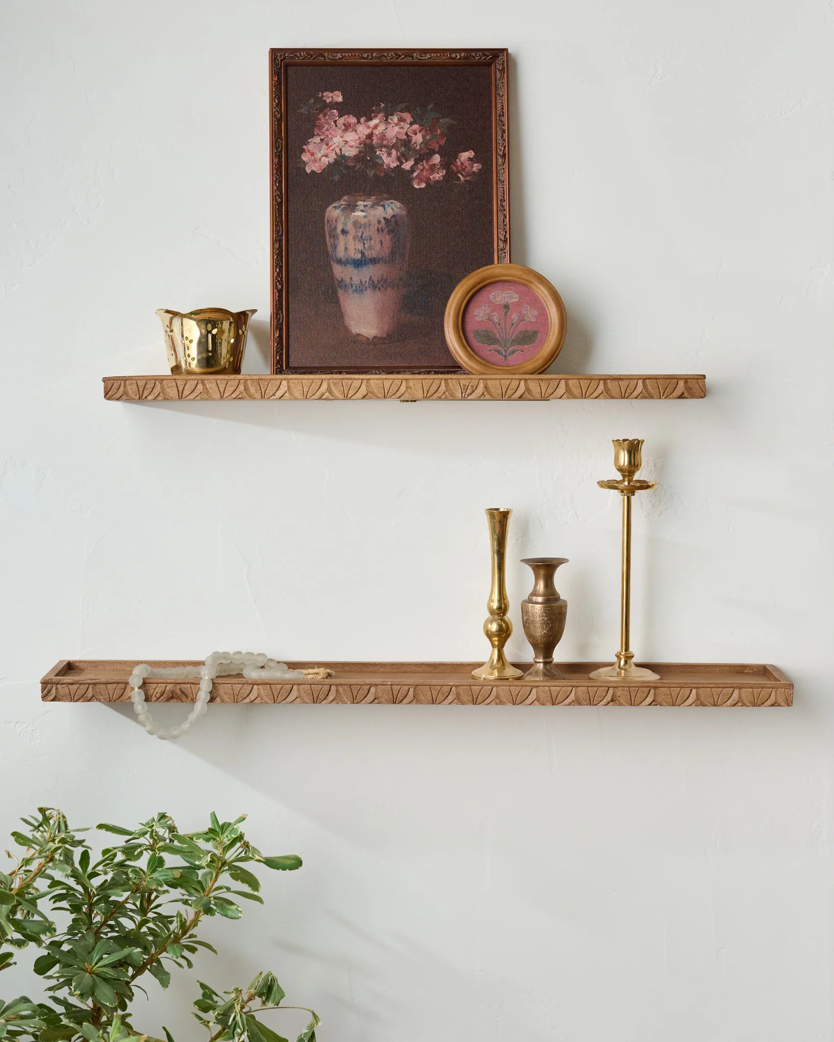 Beckett Carved Wood Shelf