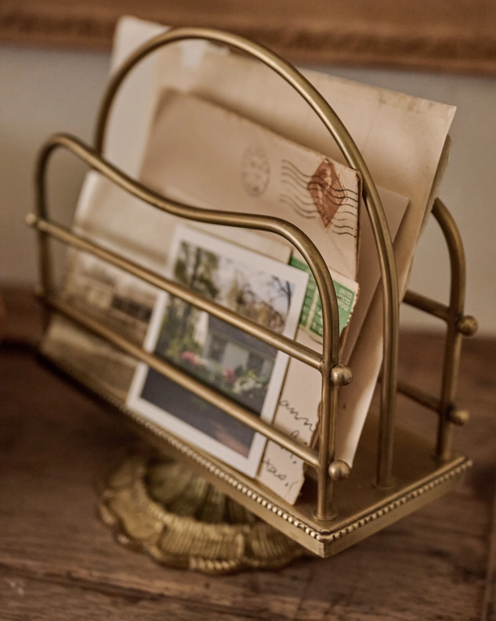 Antique Inspired Brass Mail Holder