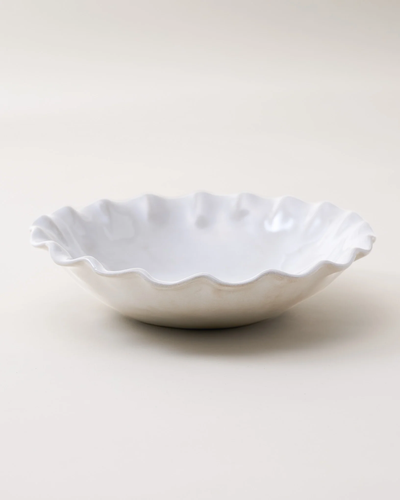 Cream Organic Ruffle Edge Cereal Bowl