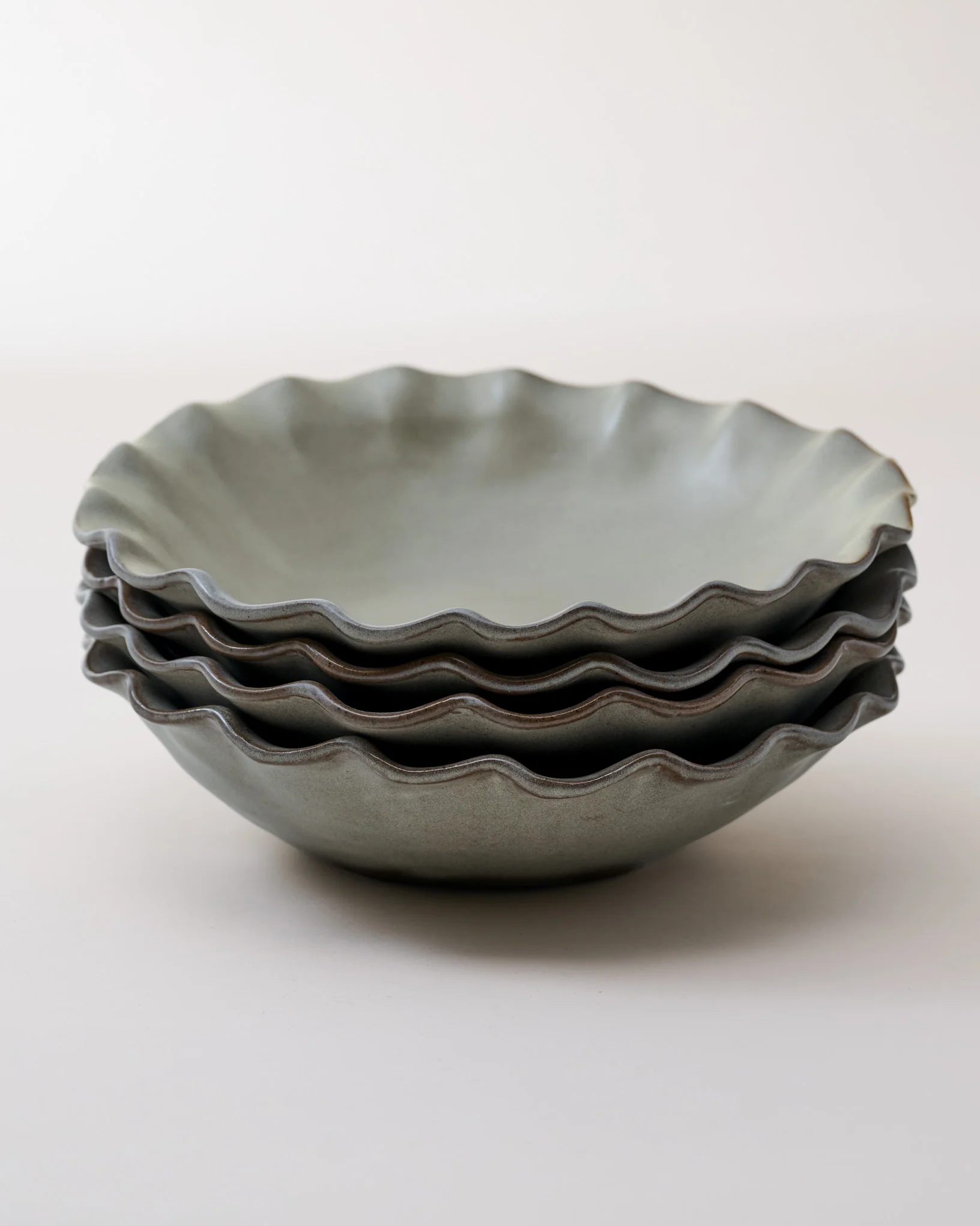 Green Organic Ruffle Edge Cereal Bowl