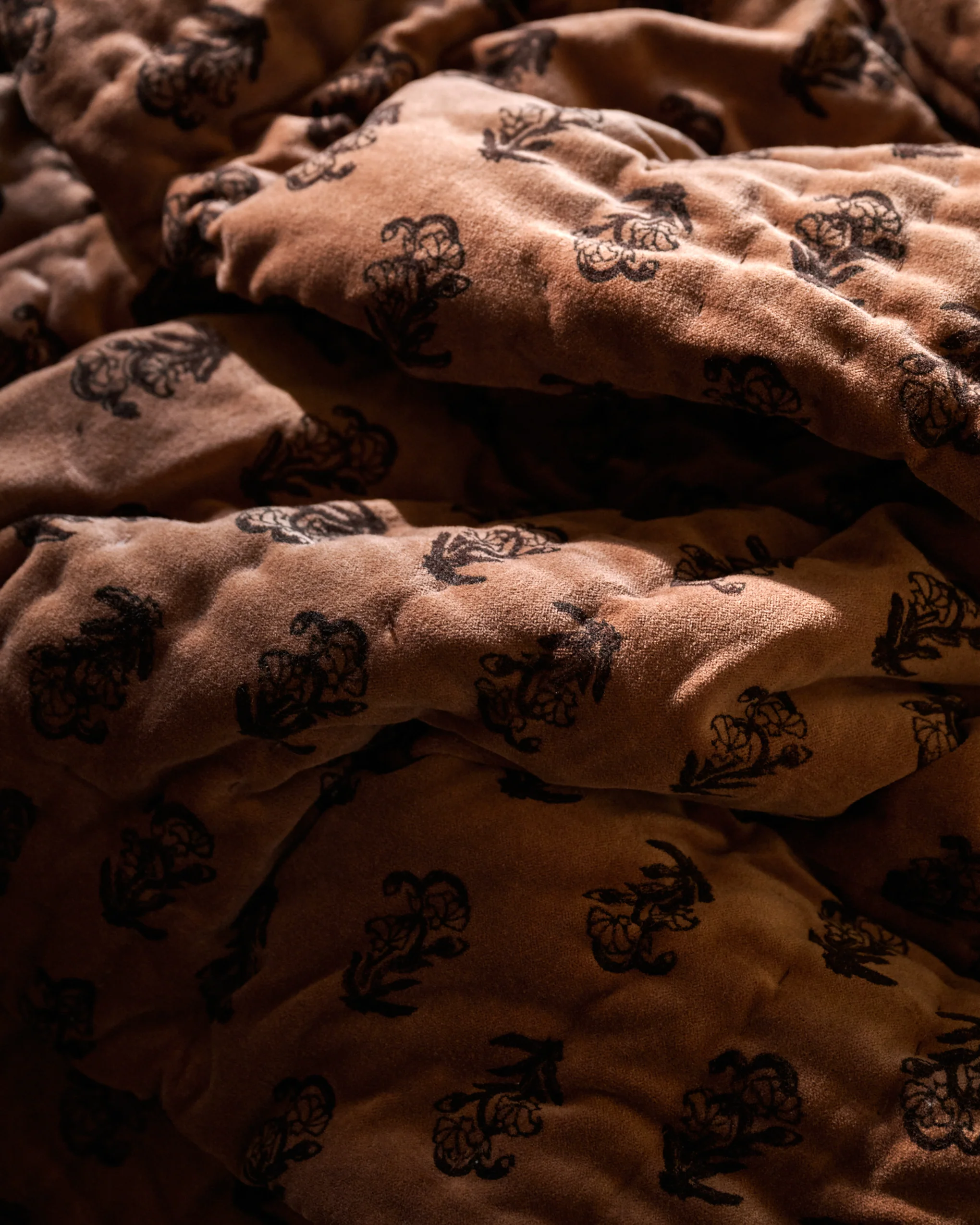 Aster Block Print Velvet Quilt