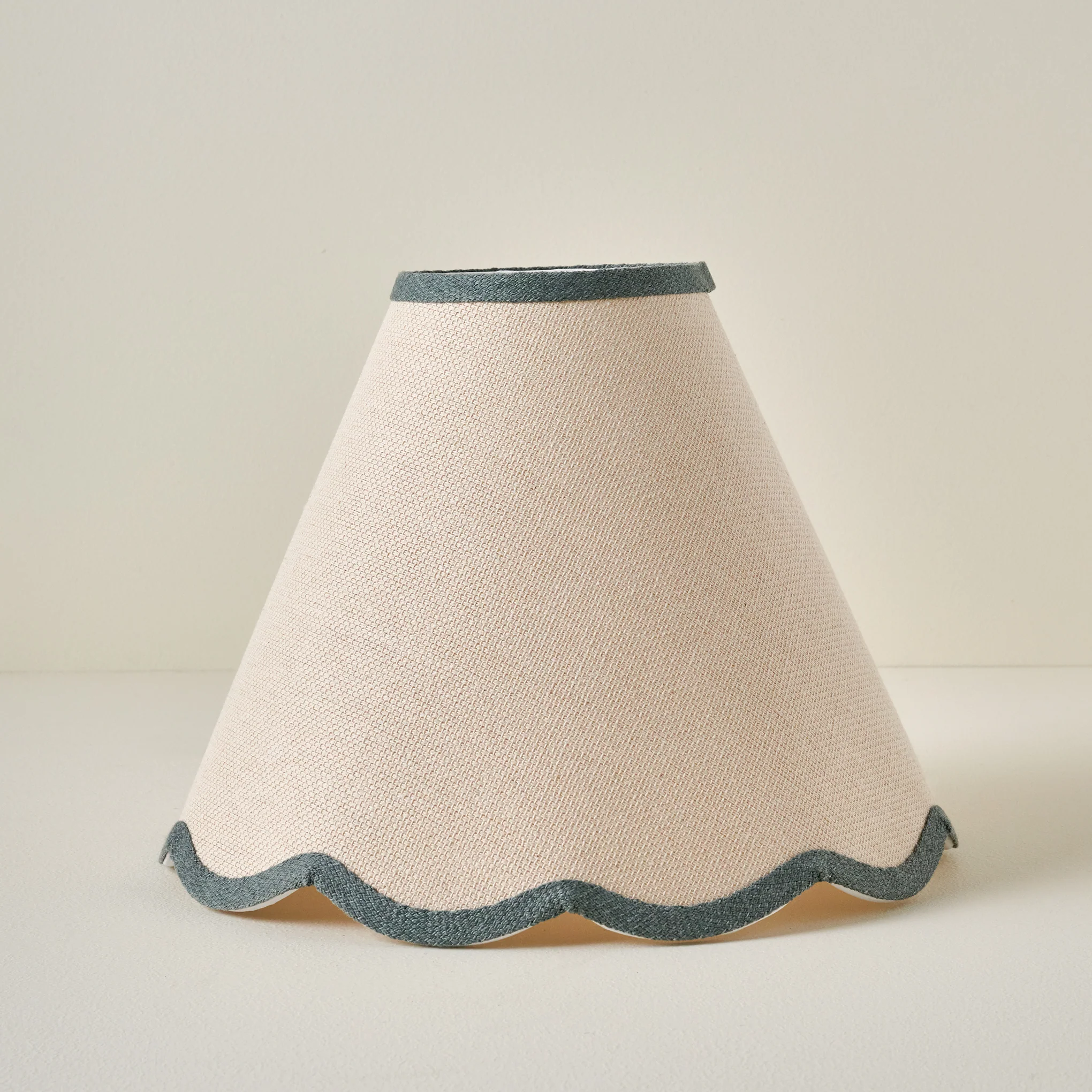 Charcoal Wavy Trim Linen Shade