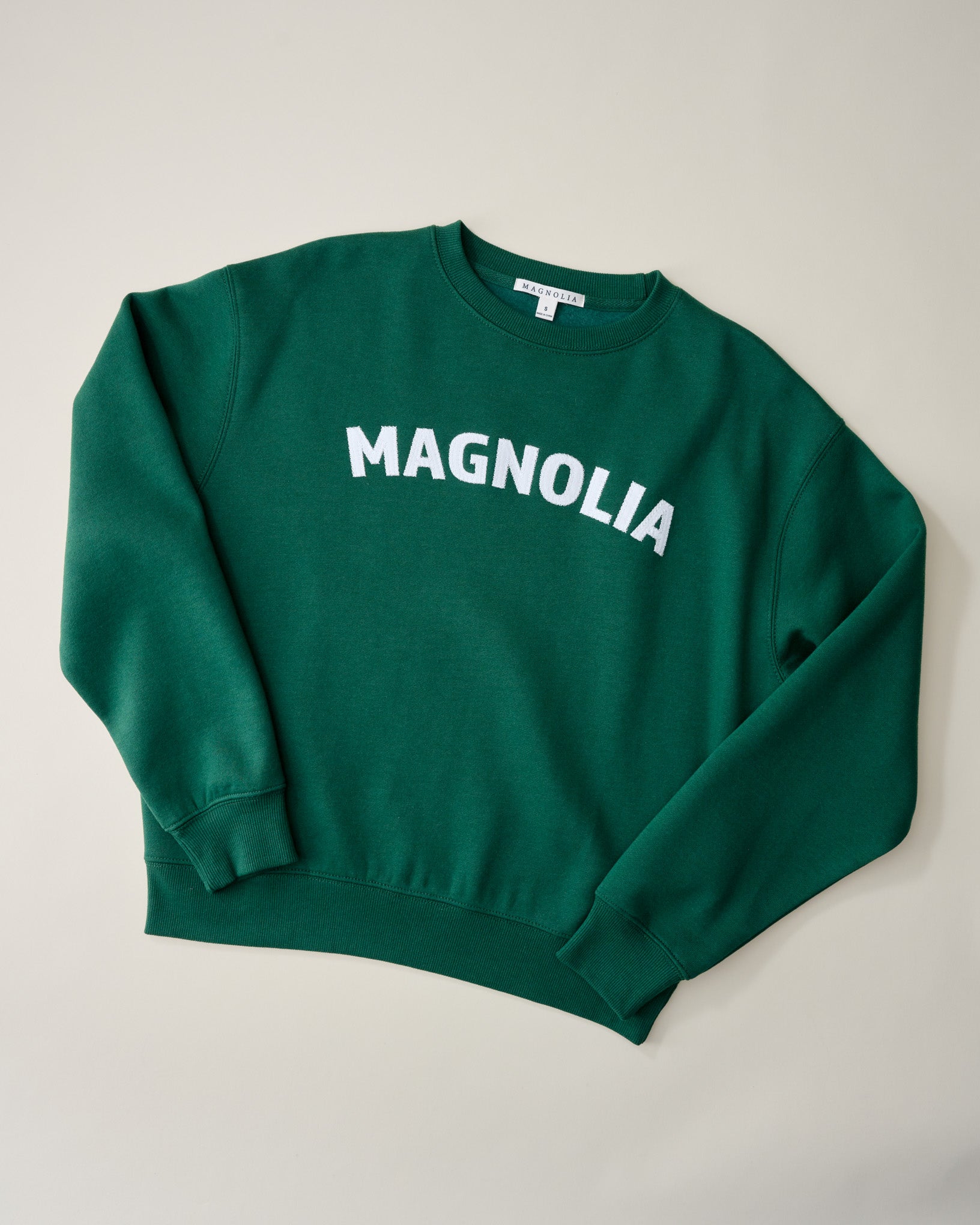 Magnolia Crosstitched Eden Green Soft Fleece Sweatshirt