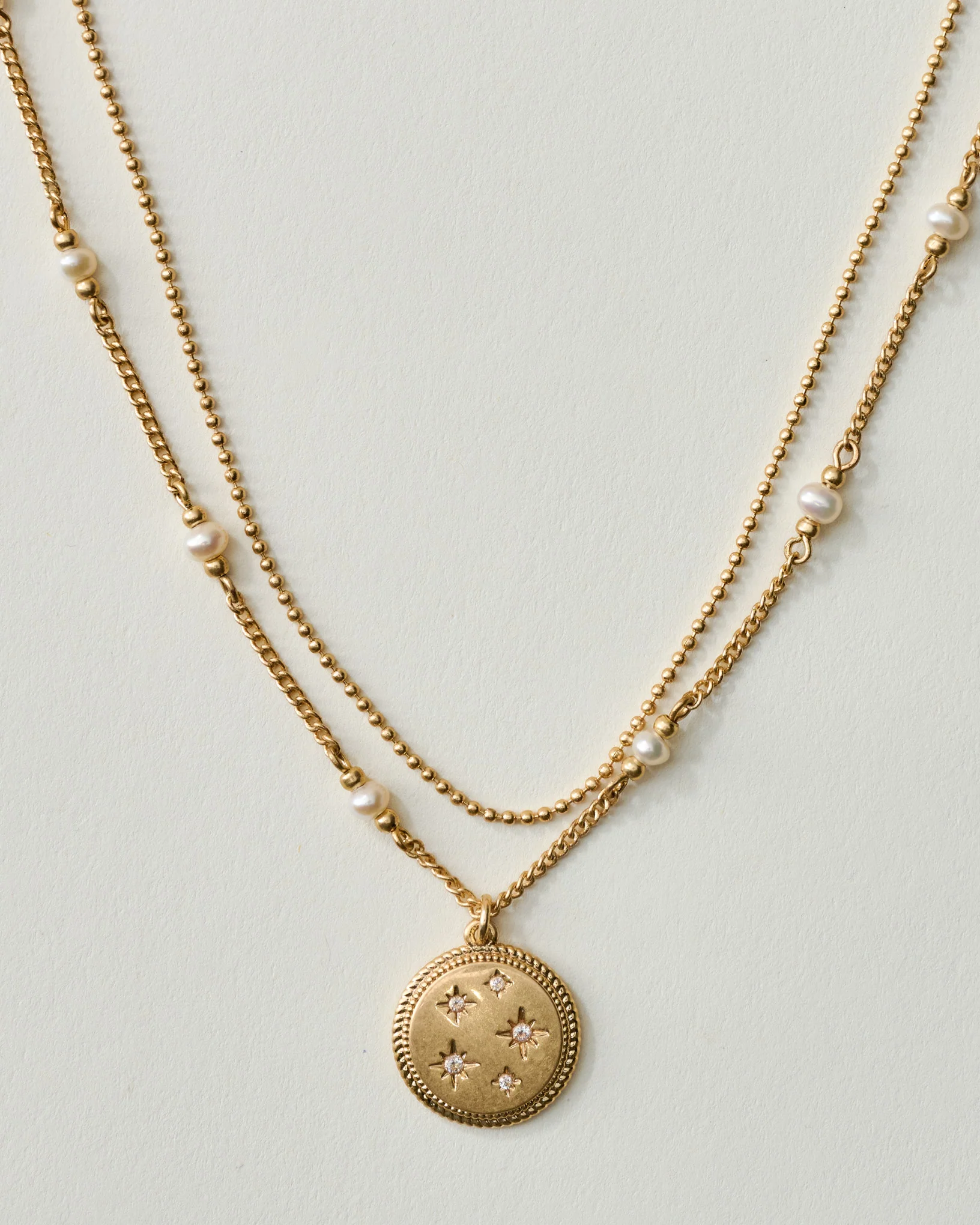 Magnolia Starburst Pearl Pendant Necklace Set