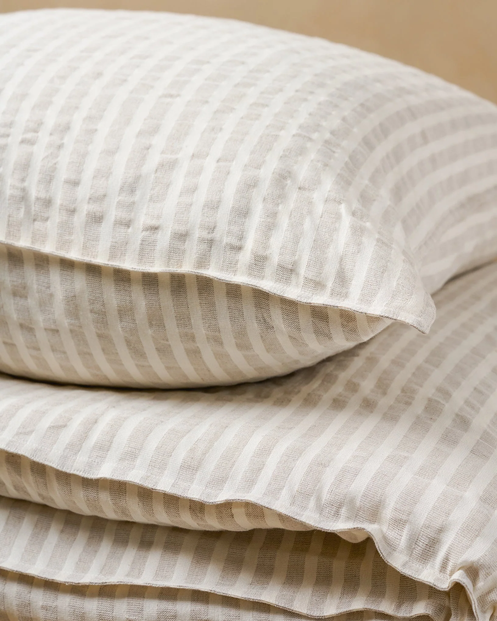 Antique White + Oatmeal Stripe Linen Cotton Pillow Sham