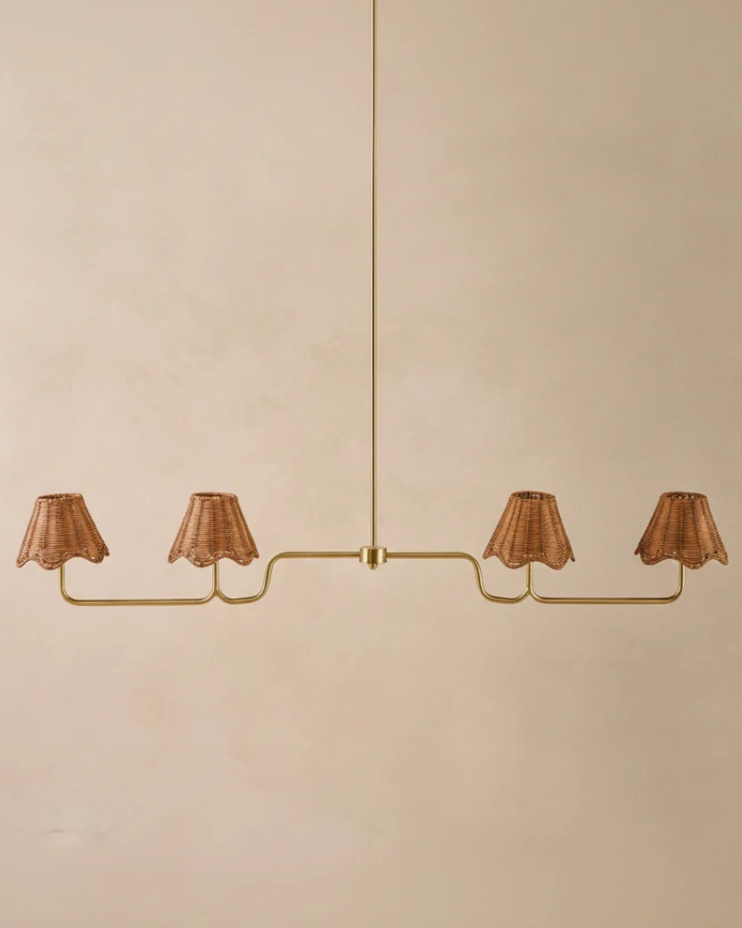 Lucinda Rattan Scallop Linear Chandelier