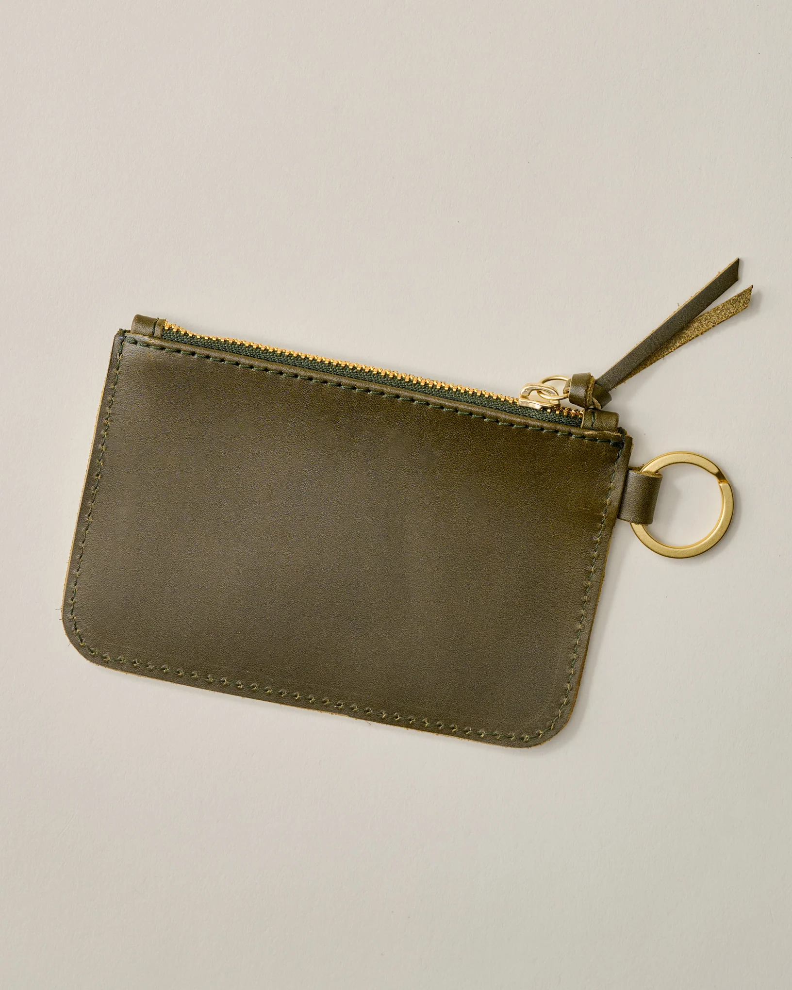 Leather Zip Olive Key Pouch