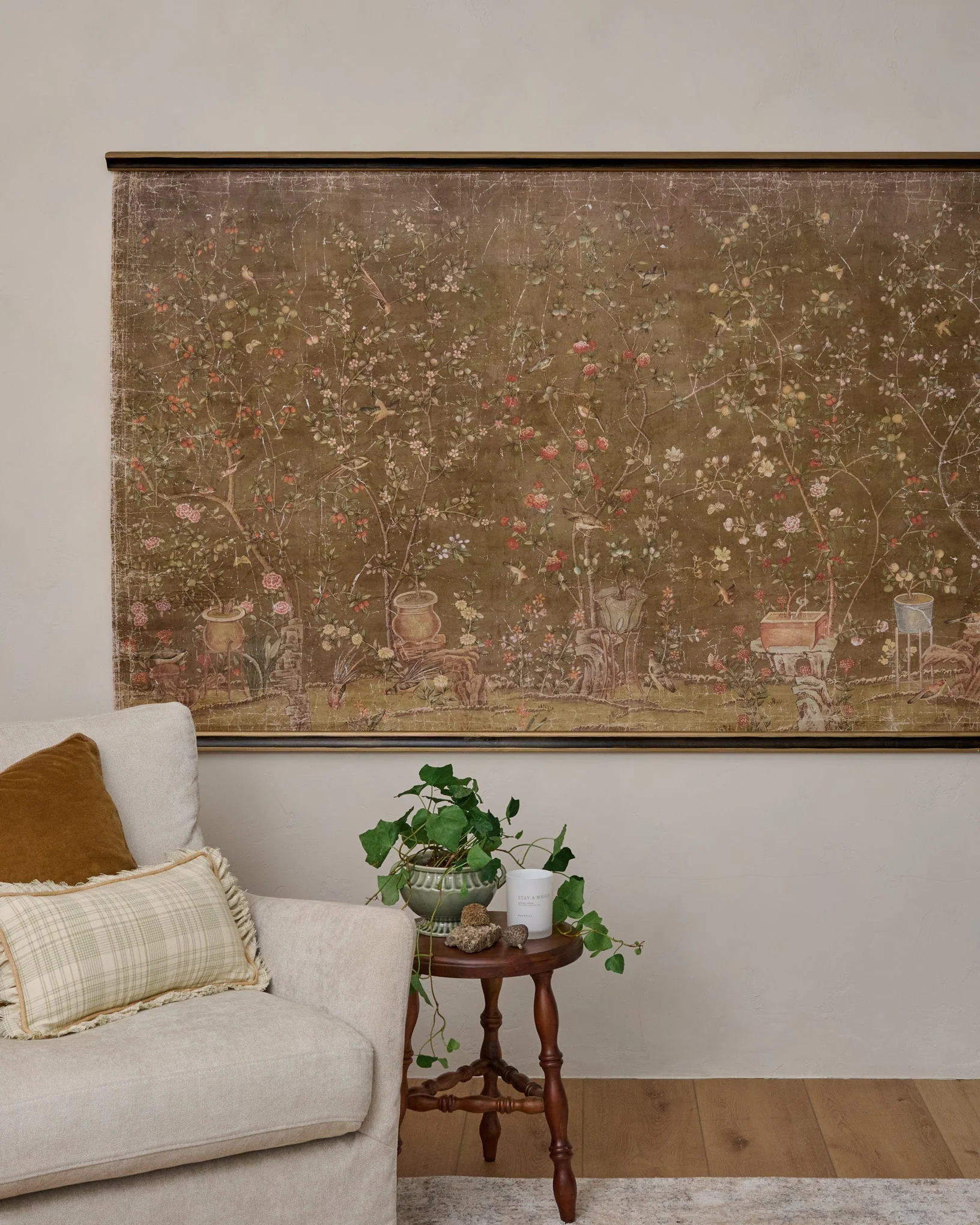 Oversized Scroll of Blooms Tapestry